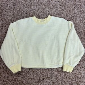 Yellow and White Striped Cropped Sweatshirt Size Xs!